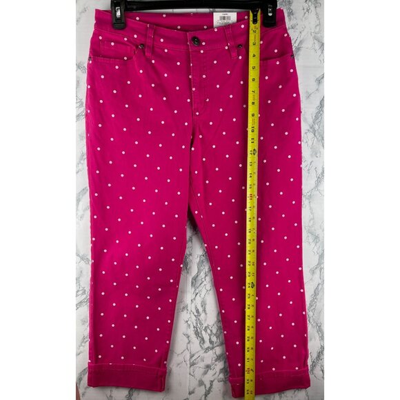 Style & Co Womens Size 10 Mid Rise Curvy Capri Pants Polka Dot Pink - Picture 3 of 11